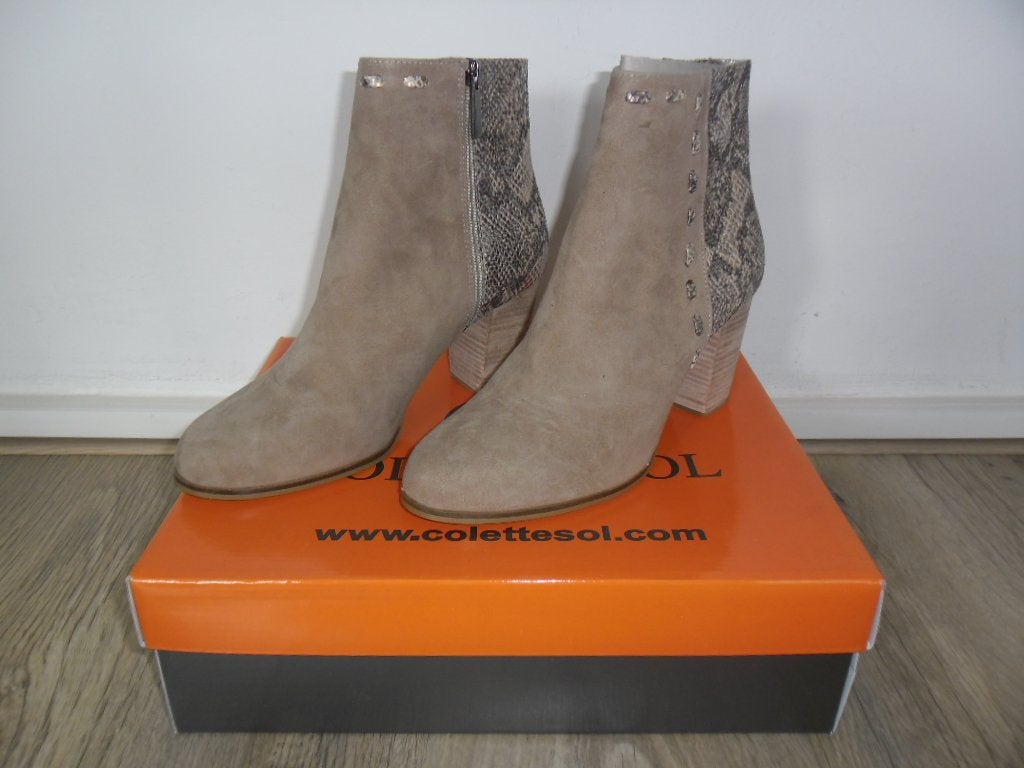 Colette Sol Beige Laarsjes Met Slangen Print Maat 41 (NIEUW), Hoge laarzen, Beige, Nieuw, Ophalen of Verzenden