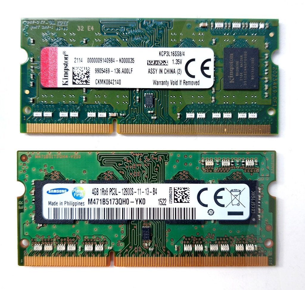 RAM geheugen, Samsung en Kingston, elk 4GB, Gebruikt, DDR3, Ophalen of Verzenden, 4 GB