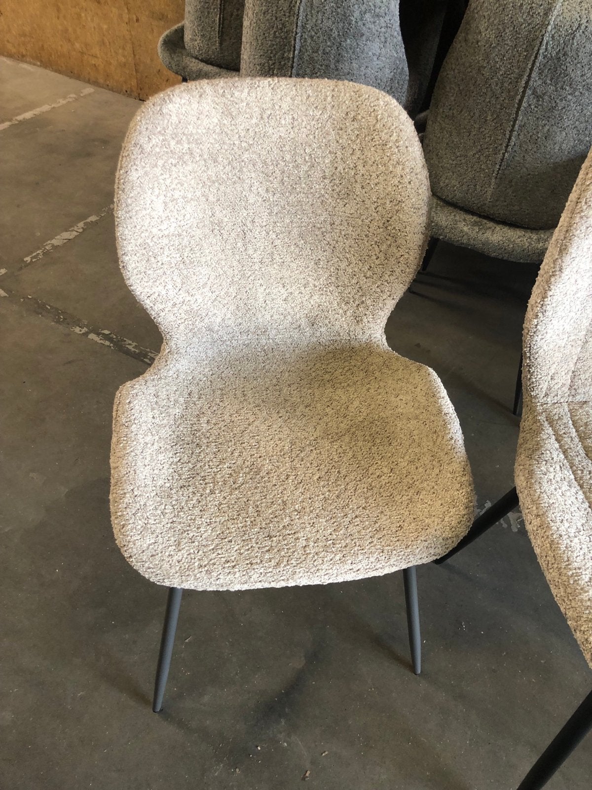 Nieuwe bouclé stoelen met stalen pootjes - 3 voor 90,-!, Ophalen, ., Overige kleuren, Drie