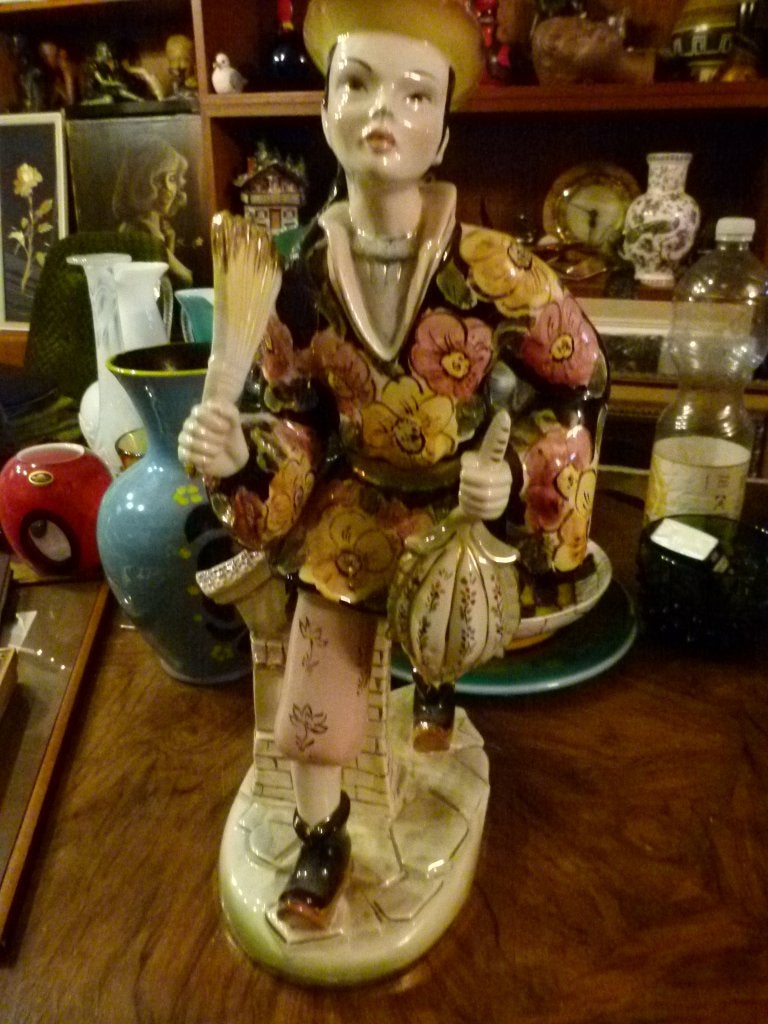 vintage Liani mid-century Italy Chinees figuur man, Antiek en Kunst, Antiek | Porselein, Ophalen