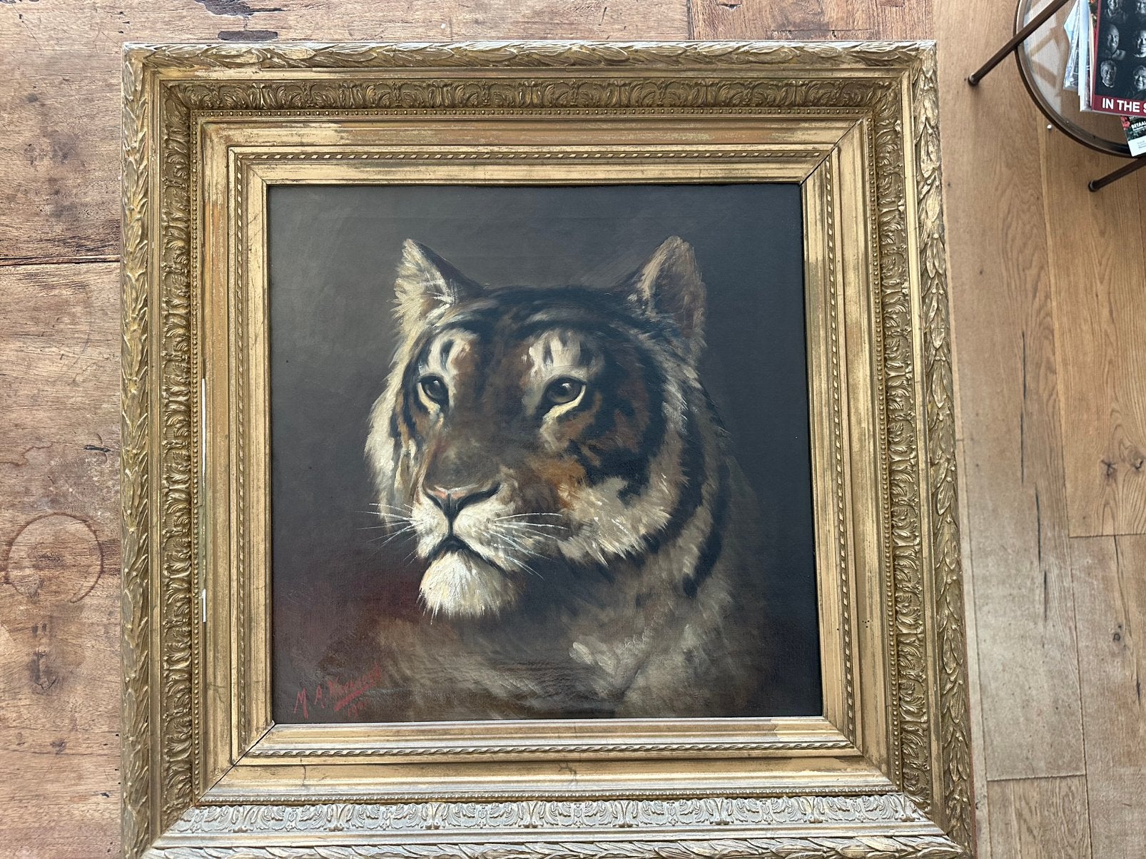Olieverfschilderij van een tijger – M.A. Koekkoek (1901), Ophalen, Paneel, Nederlandse school, Dieren