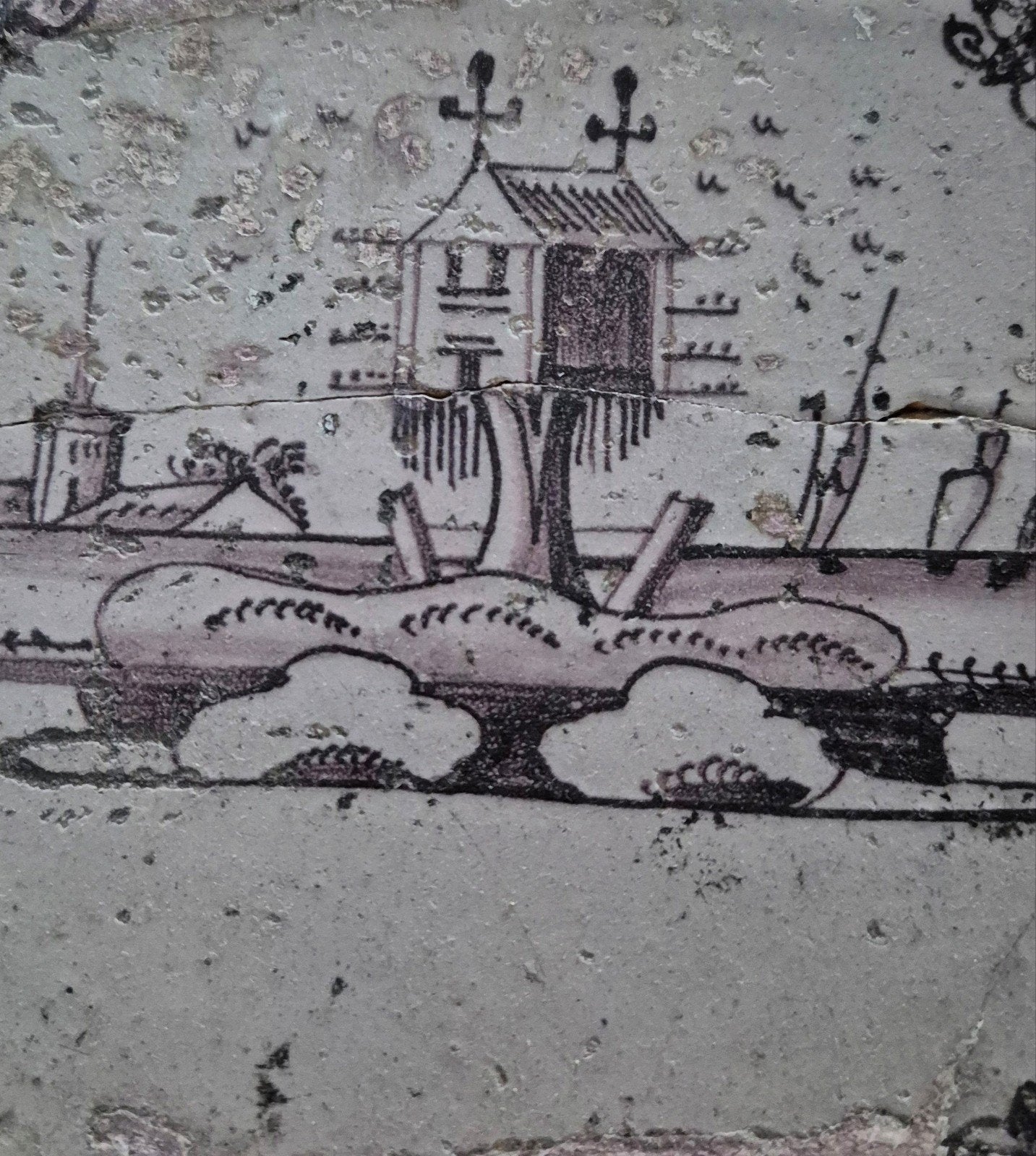 Duiventil 1800 mangaan tegeltje 13x13cm, Meerdere dieren