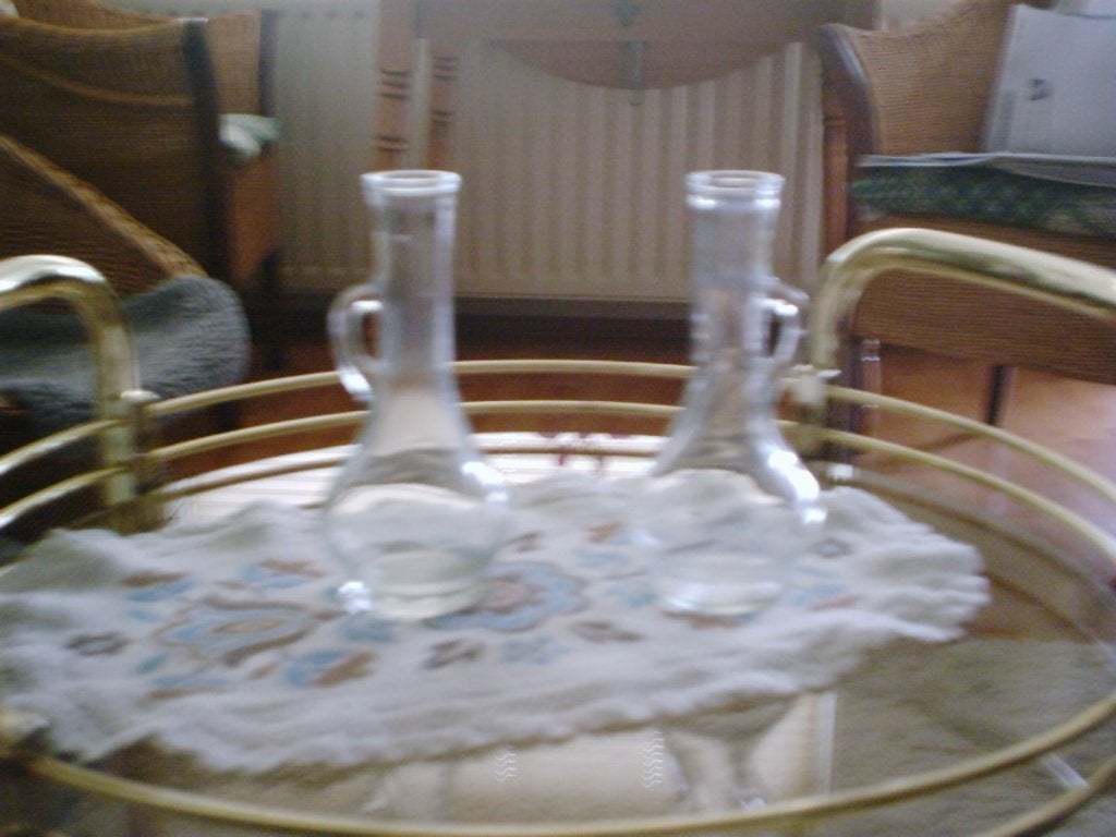 2 vaasjes, Ophalen, Gebruikt, Glas, 15 cm