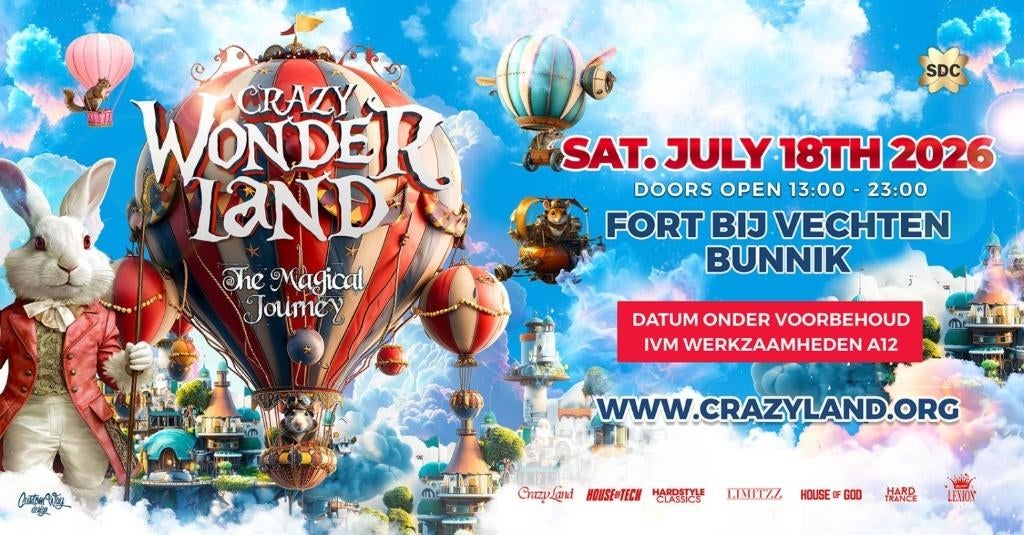 2 tickets Crazy Wonderland Festival 18 juli 2026, Tickets en Kaartjes, Twee personen