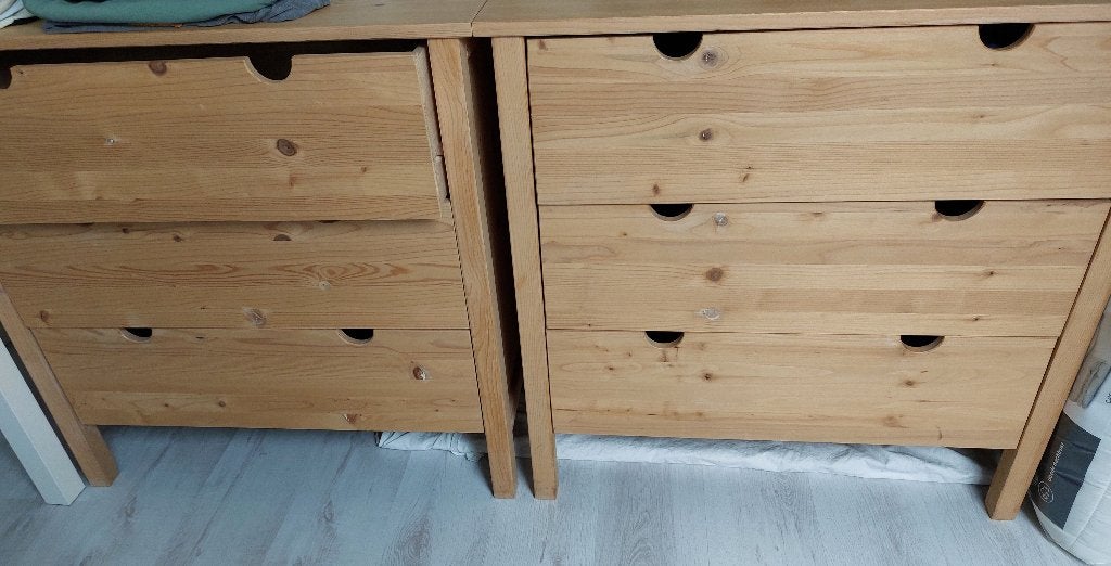 Houten ikea lade kasten, Gebruikt, 100 tot 150 cm, 100 tot 150 cm, Ophalen of Verzenden