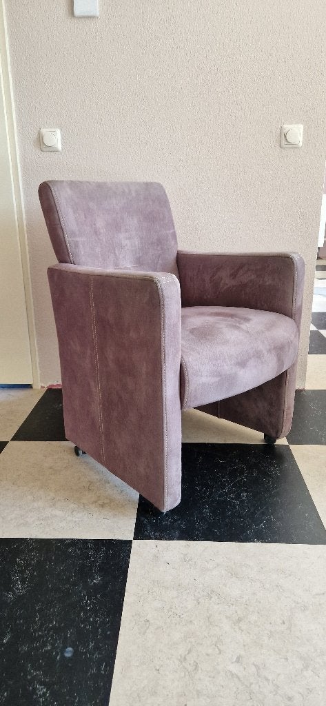 6 taupekleurige eetkamerstoelen met wieltjes, Ophalen, Gebruikt, Stof, Vijf, Zes of meer stoelen