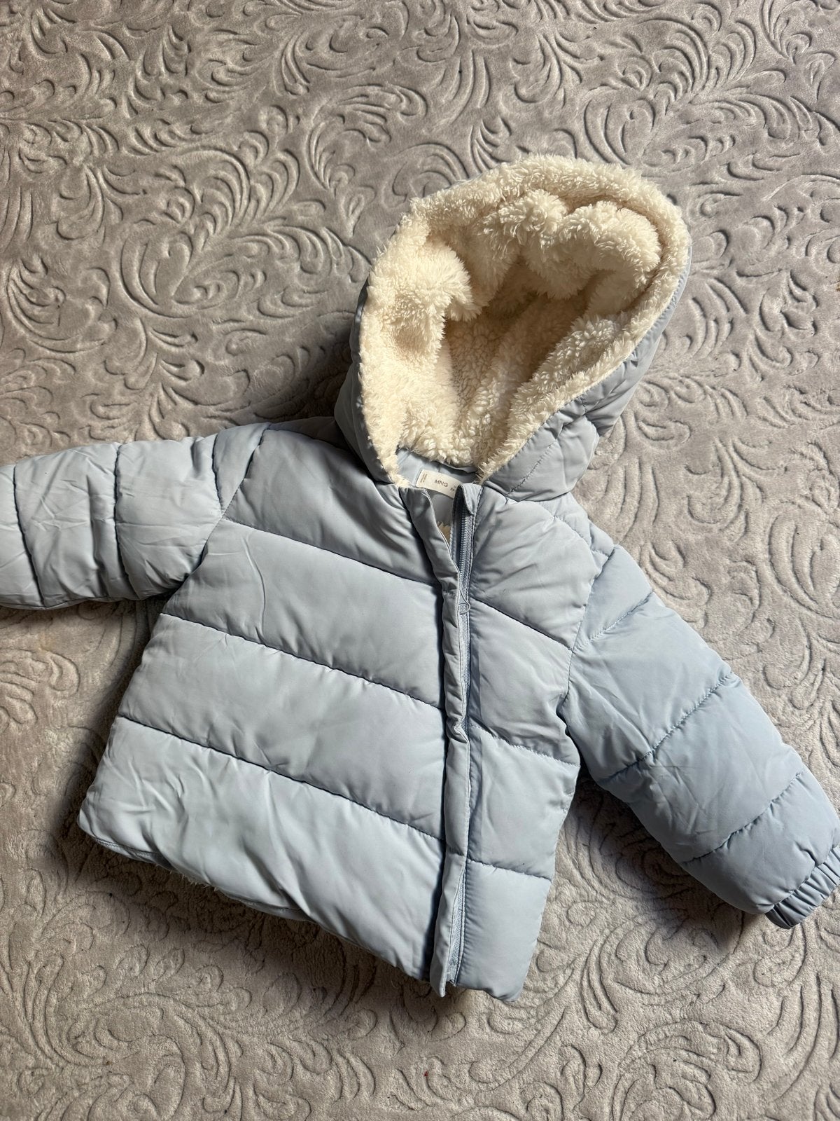 MNG Baby Winterjas Lichtblauw Maat 86 (12-18M), Ophalen of Verzenden, Zo goed als nieuw, Jongetje, Jasje