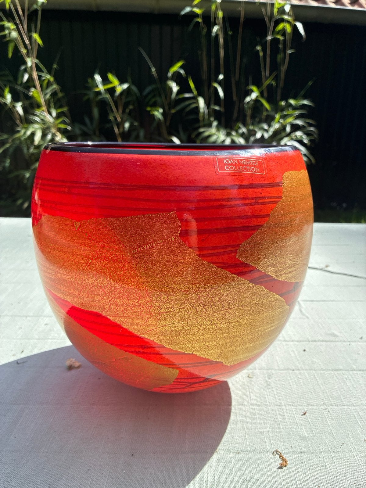 Prachtige Joan Neato Collection Glazen Vaas Rood Goud, Ophalen of Verzenden