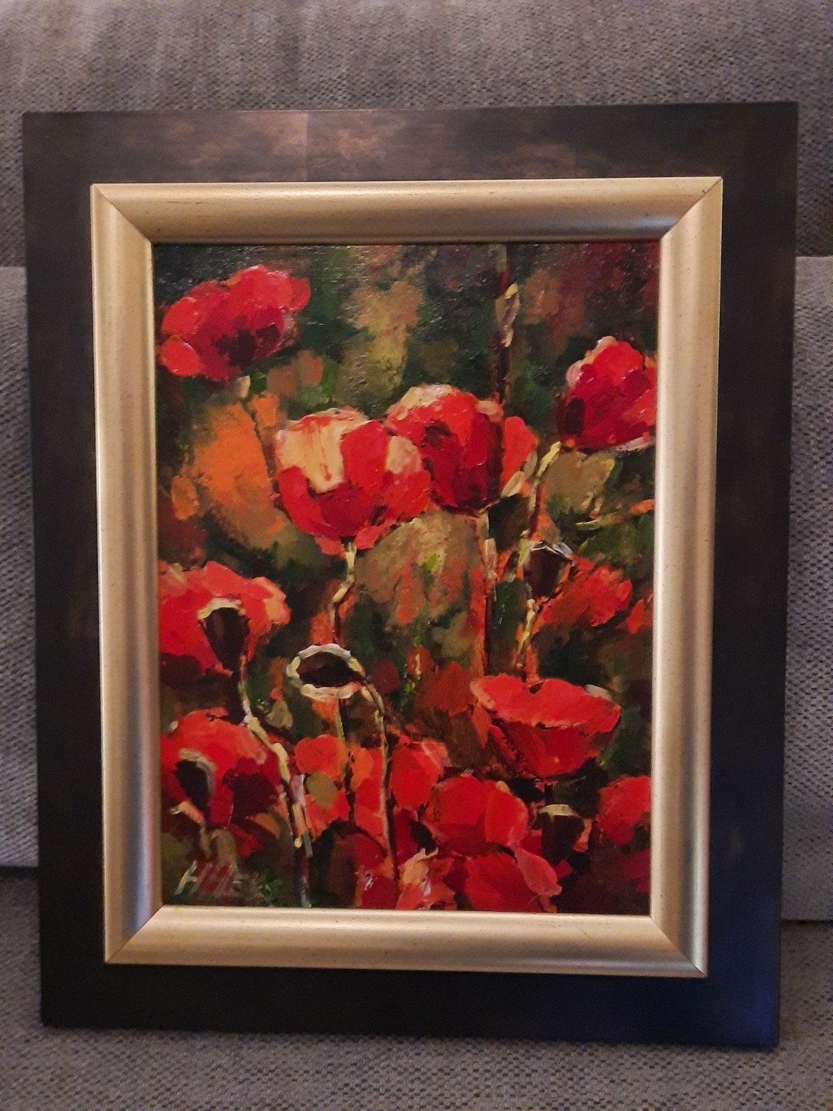 Henri Hess, klaprozen op paneel (zie tekst foto 2), Ophalen of Verzenden, Klassiek, Gesigneerd, Bloemen