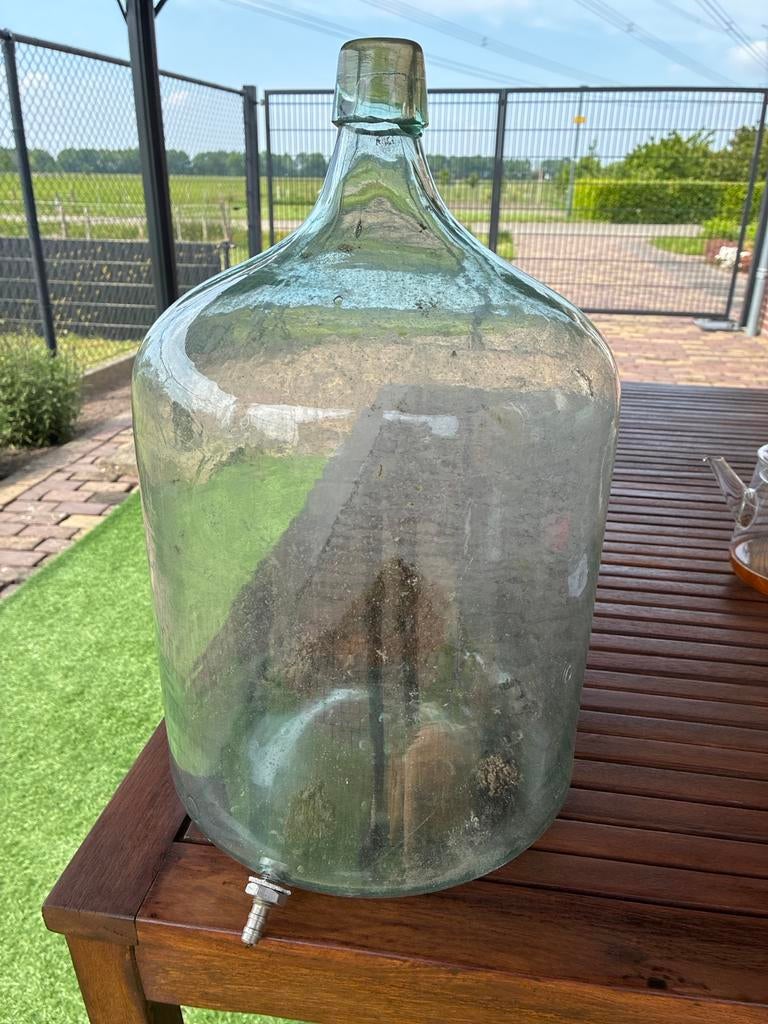Grote glazen gistfles/jeanne met kraan, dik glas, 20-30 lite, Ophalen, Gebruikt