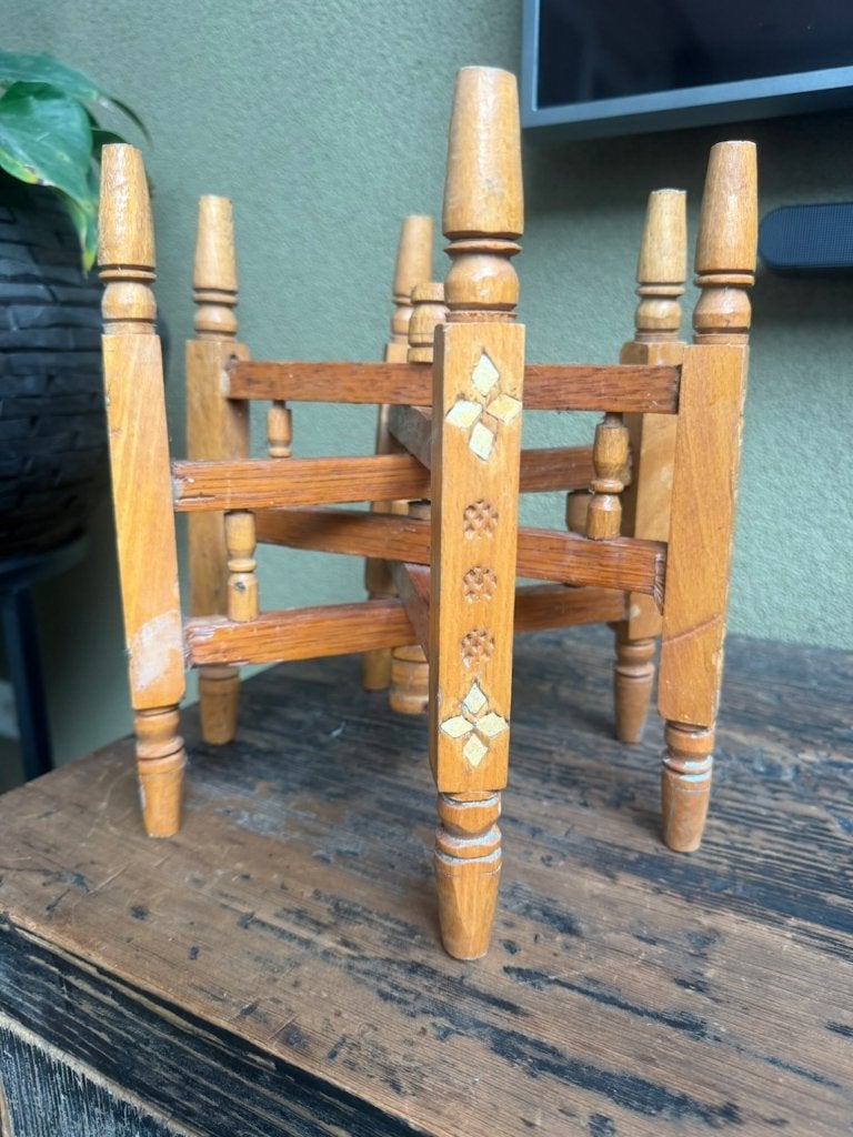 Vintage Marokkaans Houten Inklapbaar Onderstel standaard, Antiek en Kunst, Ophalen of Verzenden