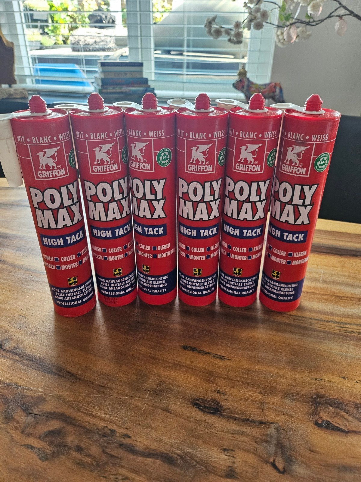 6 tube's Polymax Hightack best before datum 09/27, Doe-het-zelf en Verbouw, Isolatie en Afdichting, Ophalen of Verzenden, Overige materialen