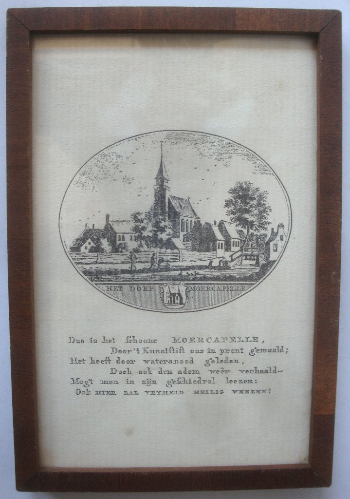 Prent ingelijst Moercapelle Moerkapelle uit L. van Ollefen D, Ophalen of Verzenden, Zo goed als nieuw, Gebouw, Voor 1940