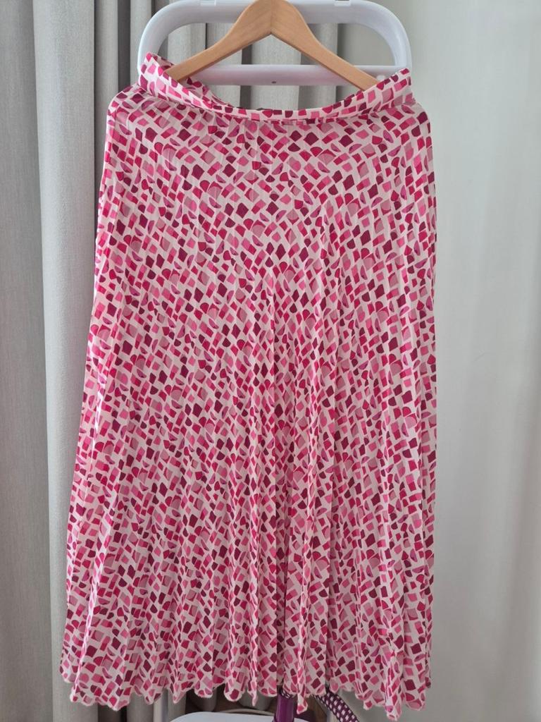 Zara roze/witte midi rok met geometrisch patroon, Maat 42/44 (L), Ophalen of Verzenden, Zo goed als nieuw, Roze