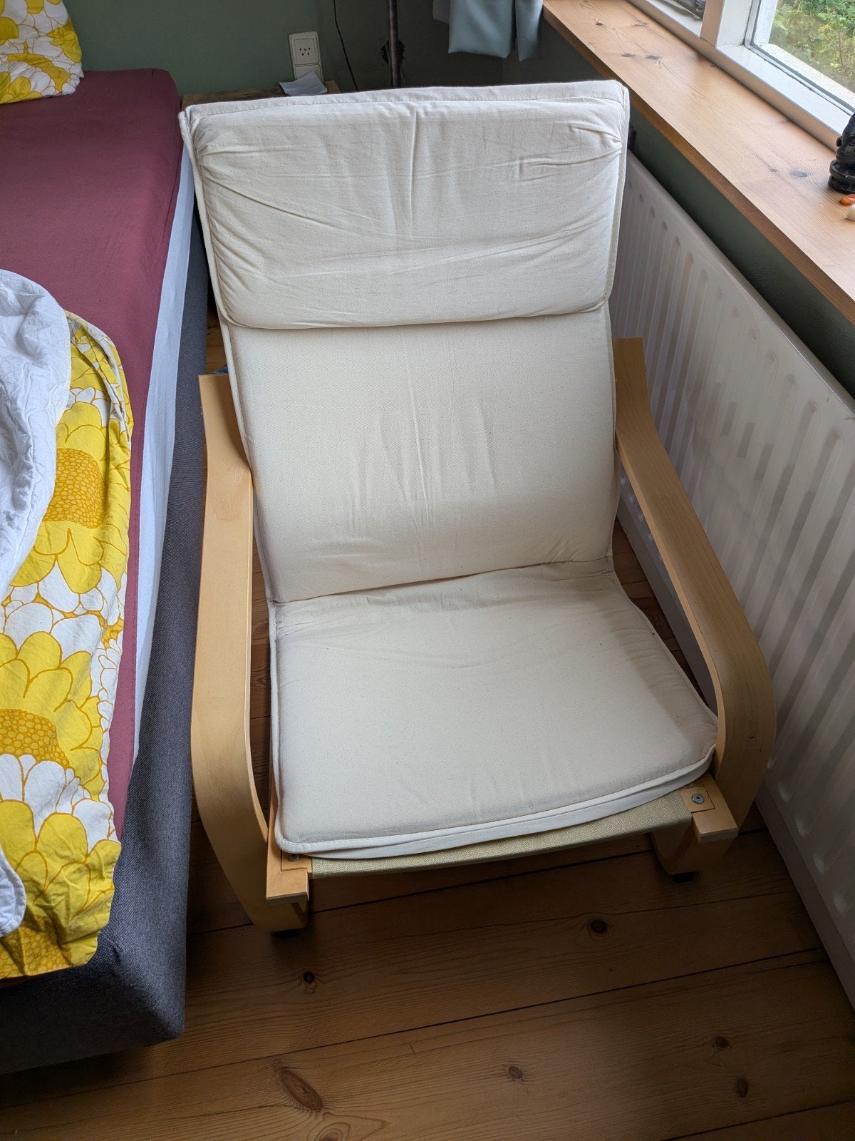 Comfortabele fauteuil ikea met lichte houten frame, Ophalen, Gebruikt, Overige kleuren, Modern, Scandinavisch