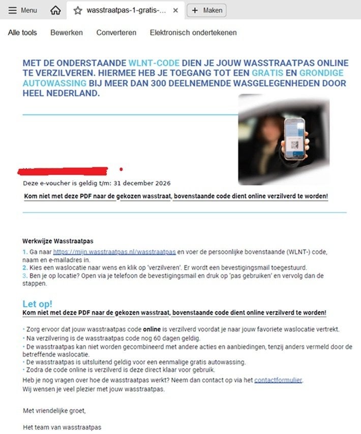 Wasstraatpas - recht op een GRATIS wasbeurt in de wasstraat!, Ophalen of Verzenden