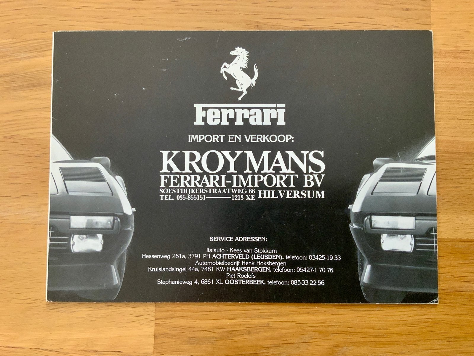 Zeldzame Ferrari Kroymans brochure begin jaren '80, Ophalen of Verzenden, Zo goed als nieuw, Ferrari