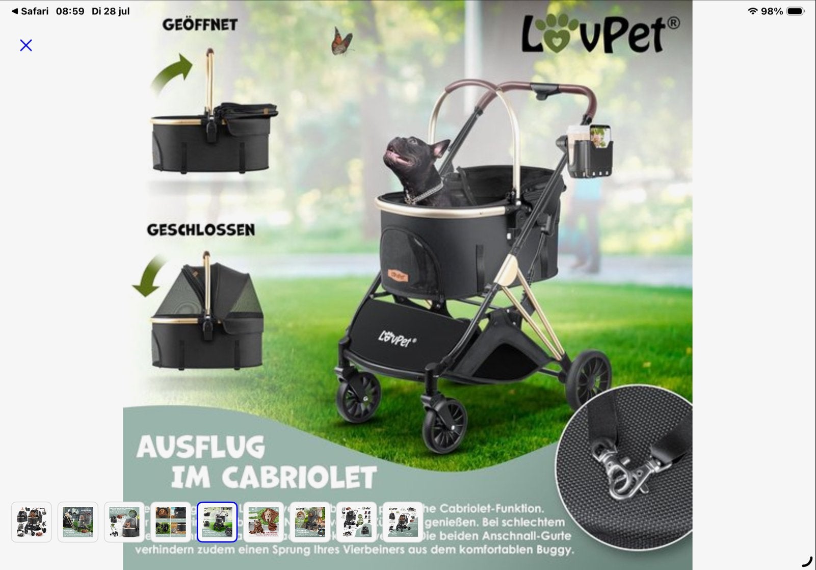 Love pet hondenbuggy, Ophalen