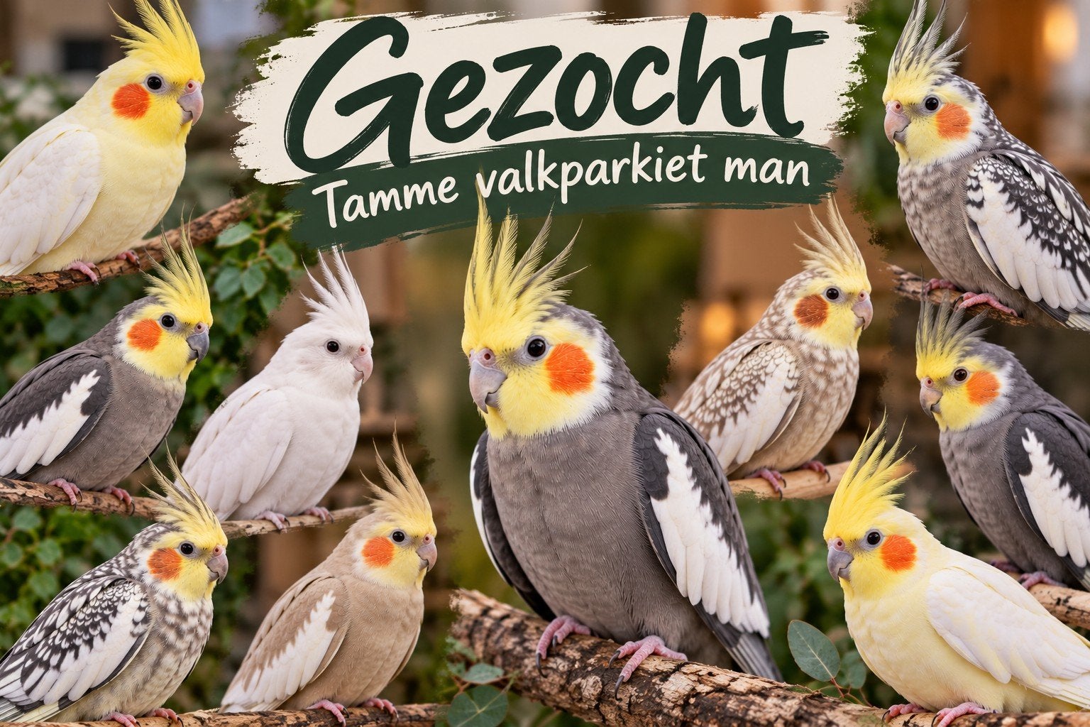 gezocht tamme valkparkiet man, Dieren en Toebehoren, Mannelijk, Parkiet, Tam