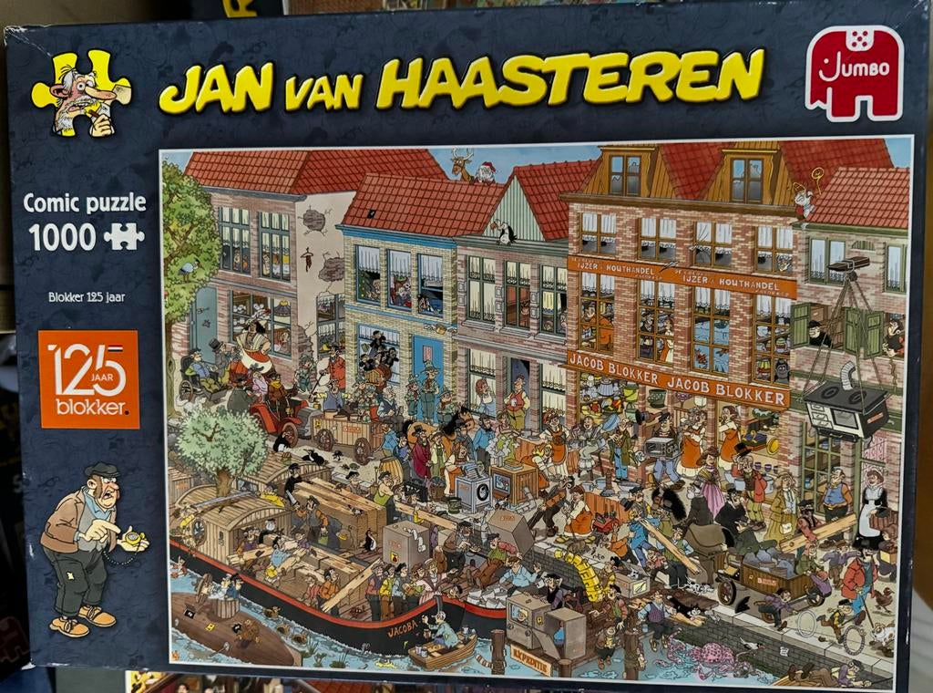 Jan van Haasteren Blokker 125 jaar puzzel 1000 stukjes, Ophalen of Verzenden, 500 t/m 1500 stukjes, Gebruikt, Legpuzzel