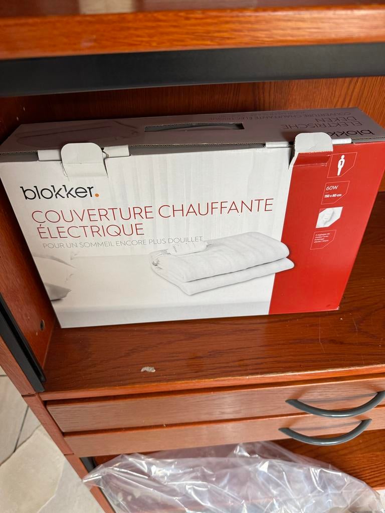 Blokker Elektrische Deken 150x80 cm - 60W, Ophalen, Eenpersoons, Wit, Nieuw