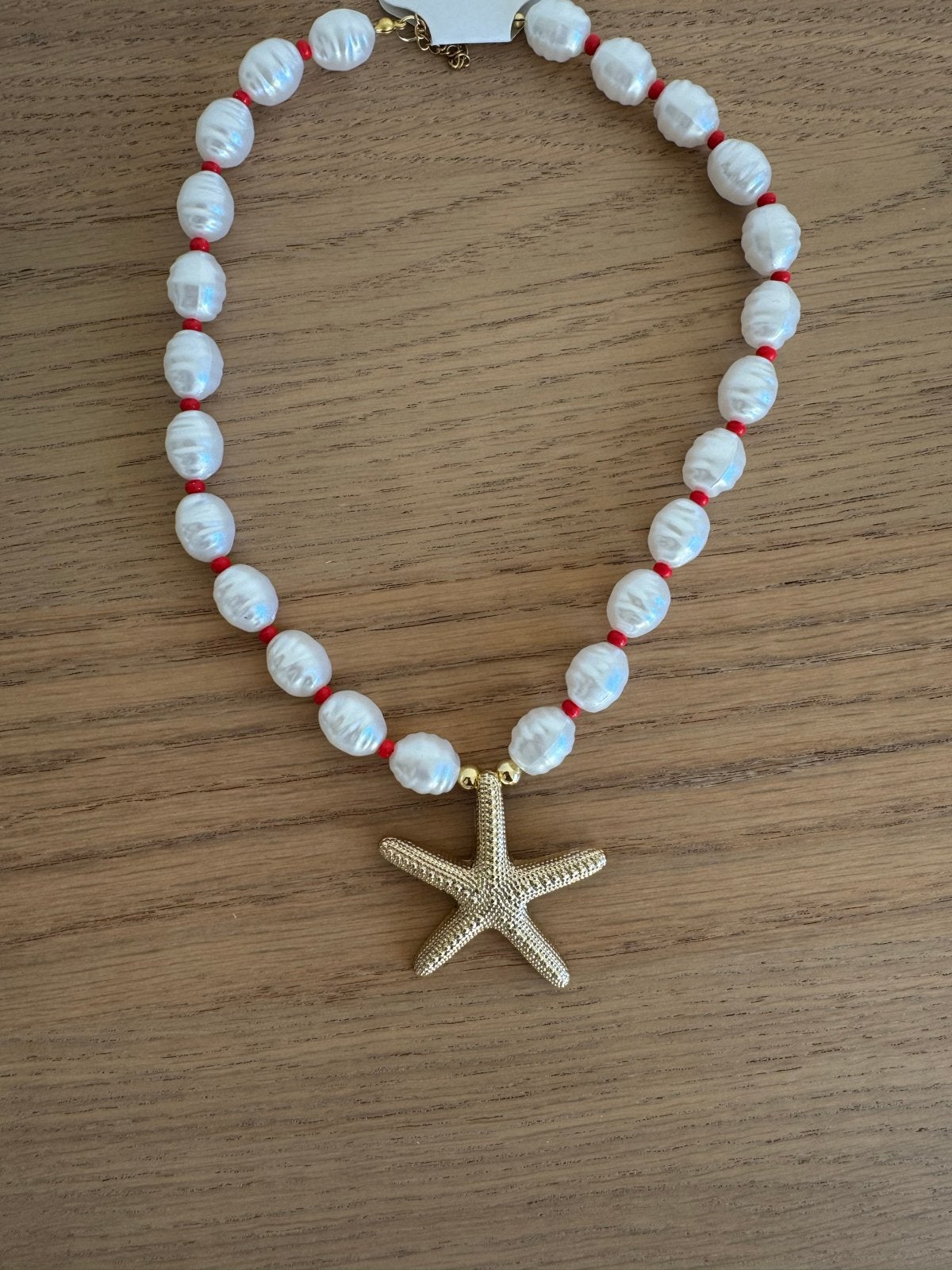 Parelketting met zeester hanger, Wit, Nieuw, Ophalen of Verzenden, Overige materialen