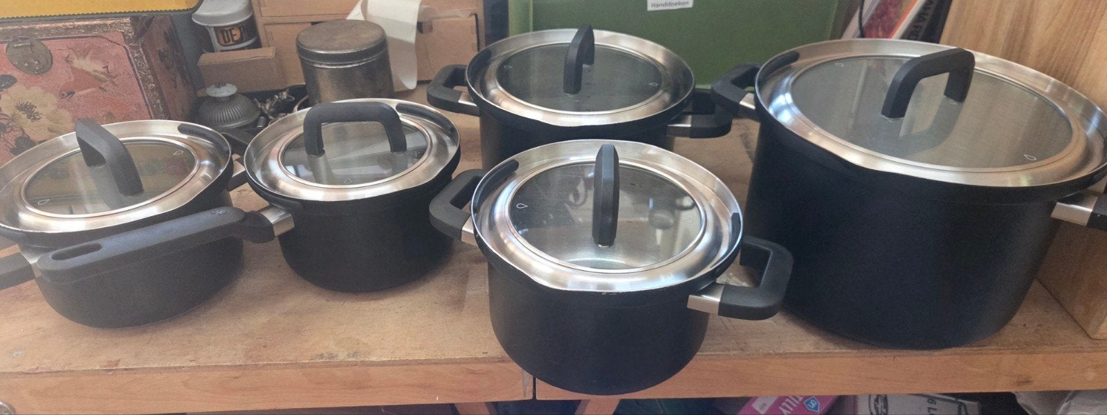 BK Flow Cool Black Pannenset 5-delig RVS met afgietsysteem, Huis en Inrichting, Keuken | Potten en Pannen, Ophalen of Verzenden
