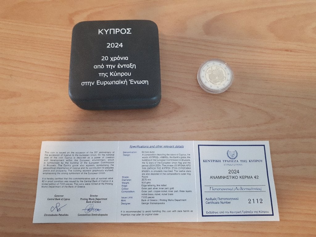 Cyprus 2024 20 jaar - Toetreding van Cyprus tot de EU, Ophalen of Verzenden, Cyprus, 2 euro, Losse munt