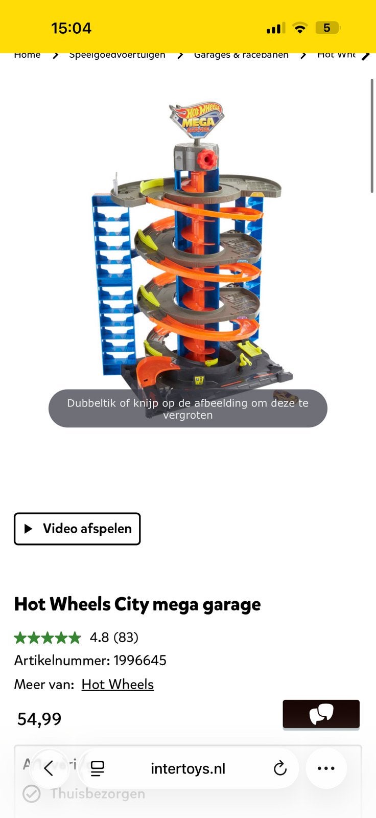 Hotwheels auto garage, Ophalen of Verzenden, Zo goed als nieuw, Handmatig, Hot Wheels
