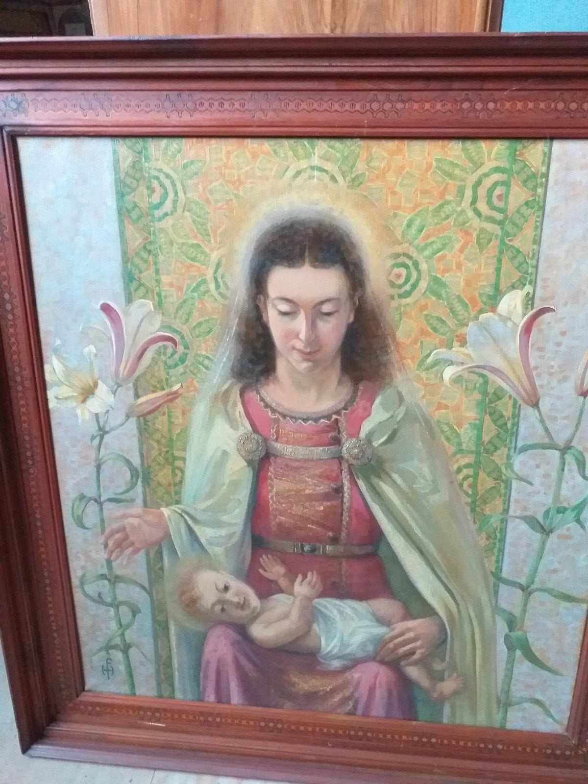 schilderij Maria met kind, Ophalen of Verzenden