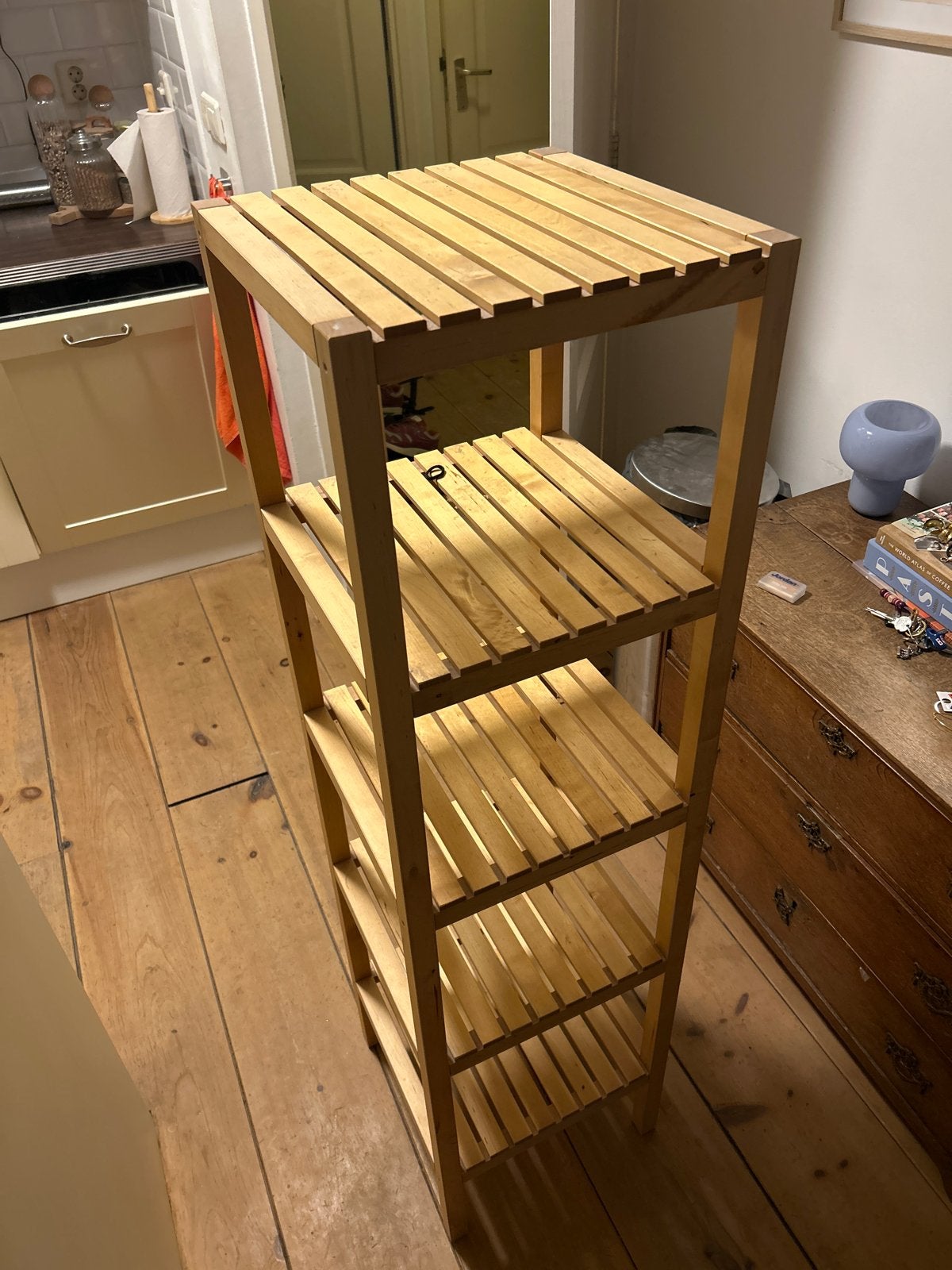 Houten rek met 5 planken, Ophalen, Gebruikt