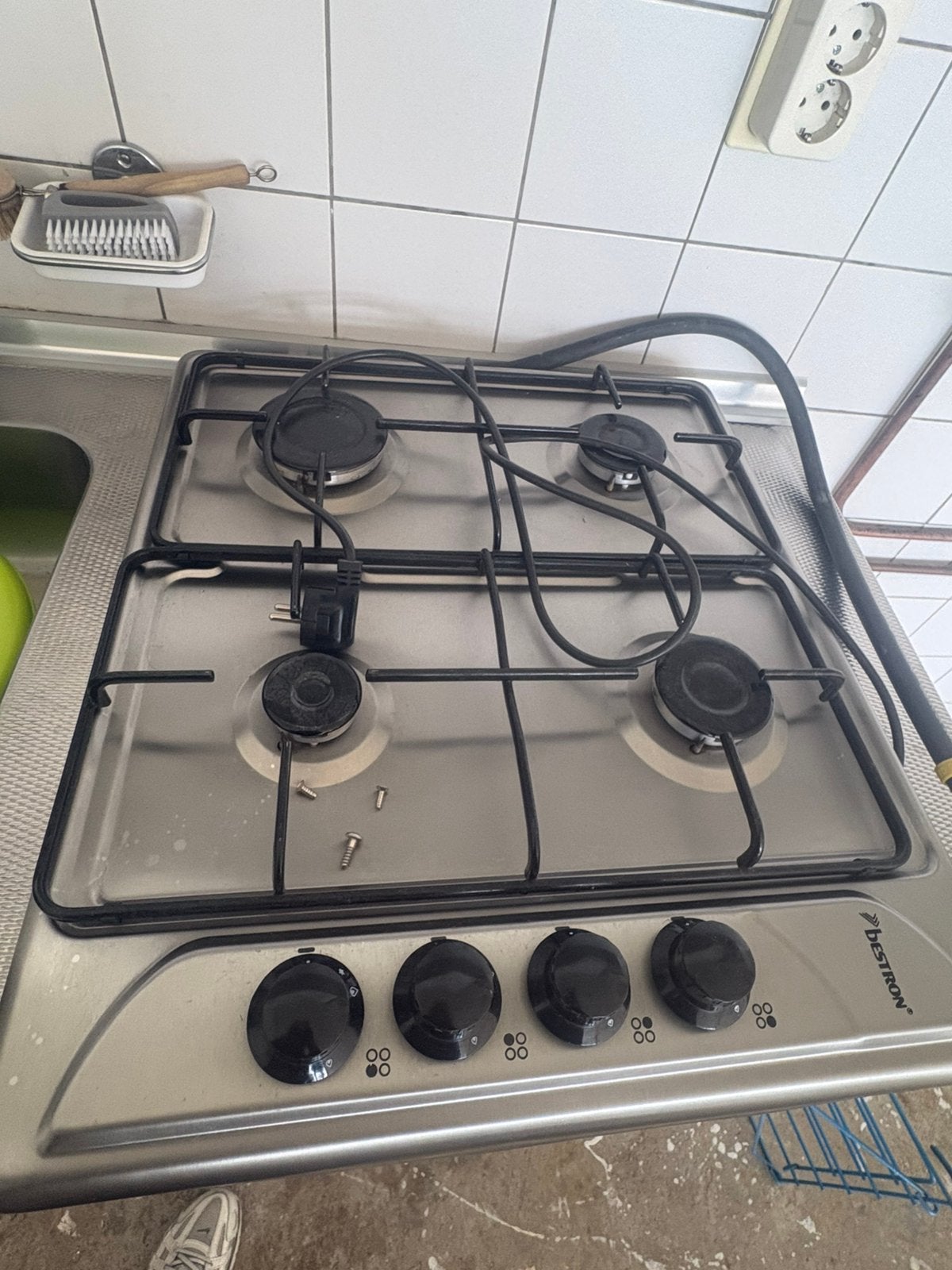 Gasfornuis plaat, Ophalen, 4 kookzones, Zo goed als nieuw, Gas