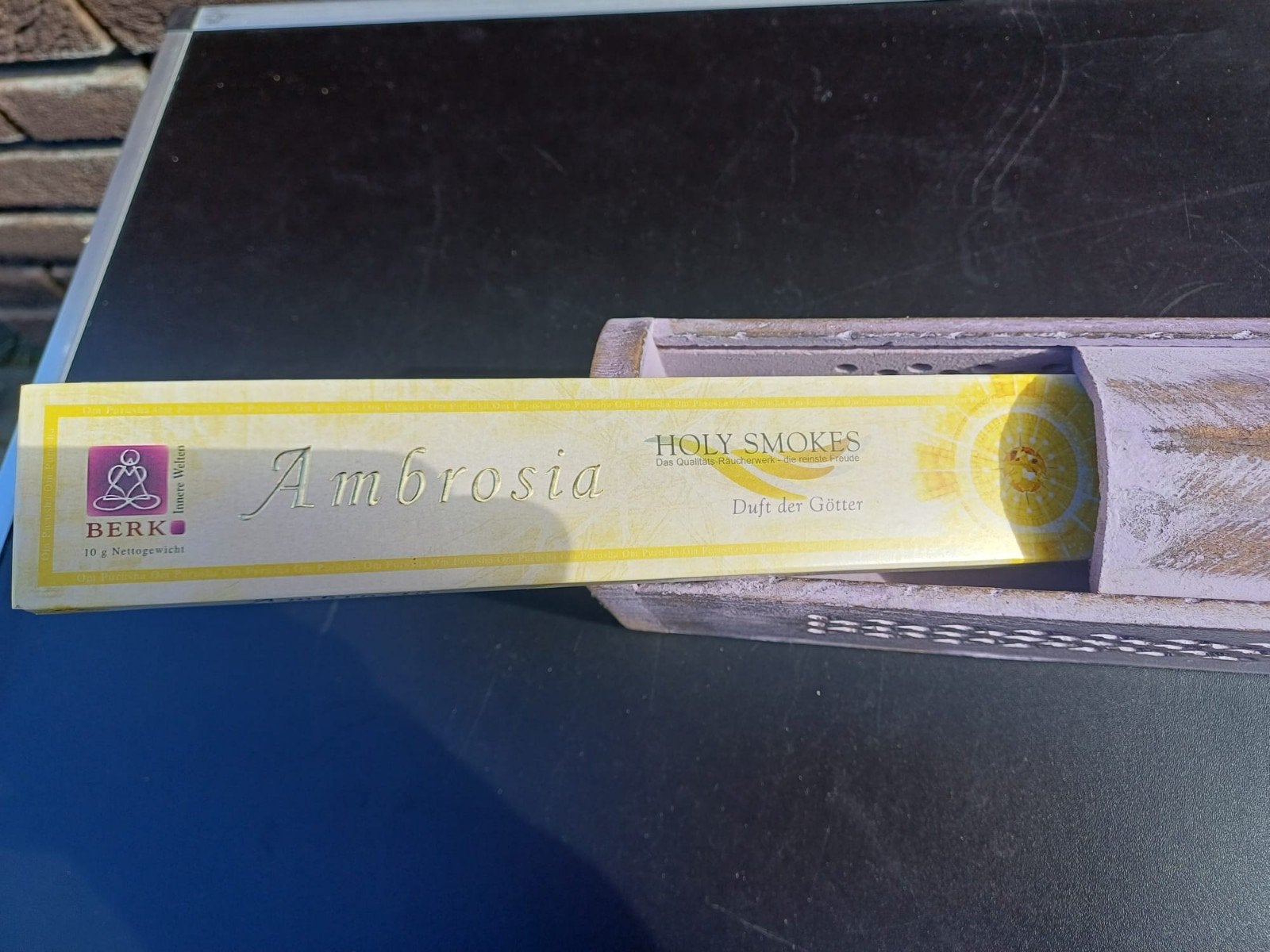 Houten wierookbrander met Ambrosia wierook, Hout, Gebruikt, Overige stijlen, Ophalen of Verzenden