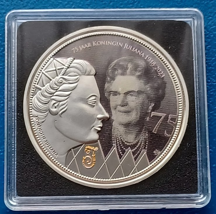 Penning 75 jaar Koningin Juliana 1948-2023 (c), Verzenden, Overige materialen, Nederland