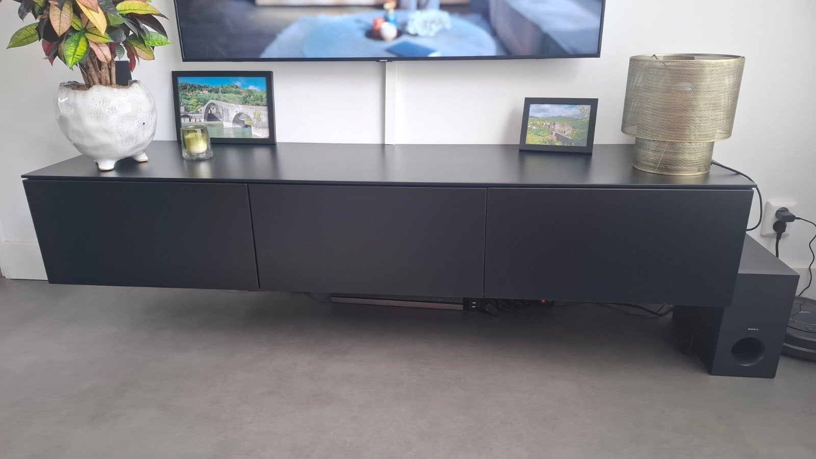 TV meubel Doryan Zwart 180cm breed, Ophalen, Overige materialen, 150 tot 200 cm, Zo goed als nieuw