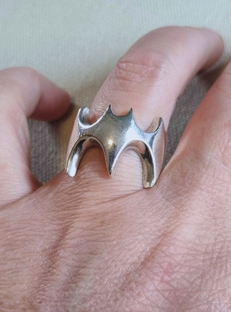 Maat 18,5 - Mooie GROTE zilveren (925) DESIGN ring BATMAN, Sieraden, Tassen en Uiterlijk, Ringen, Ophalen, 18 tot 19, Zo goed als nieuw