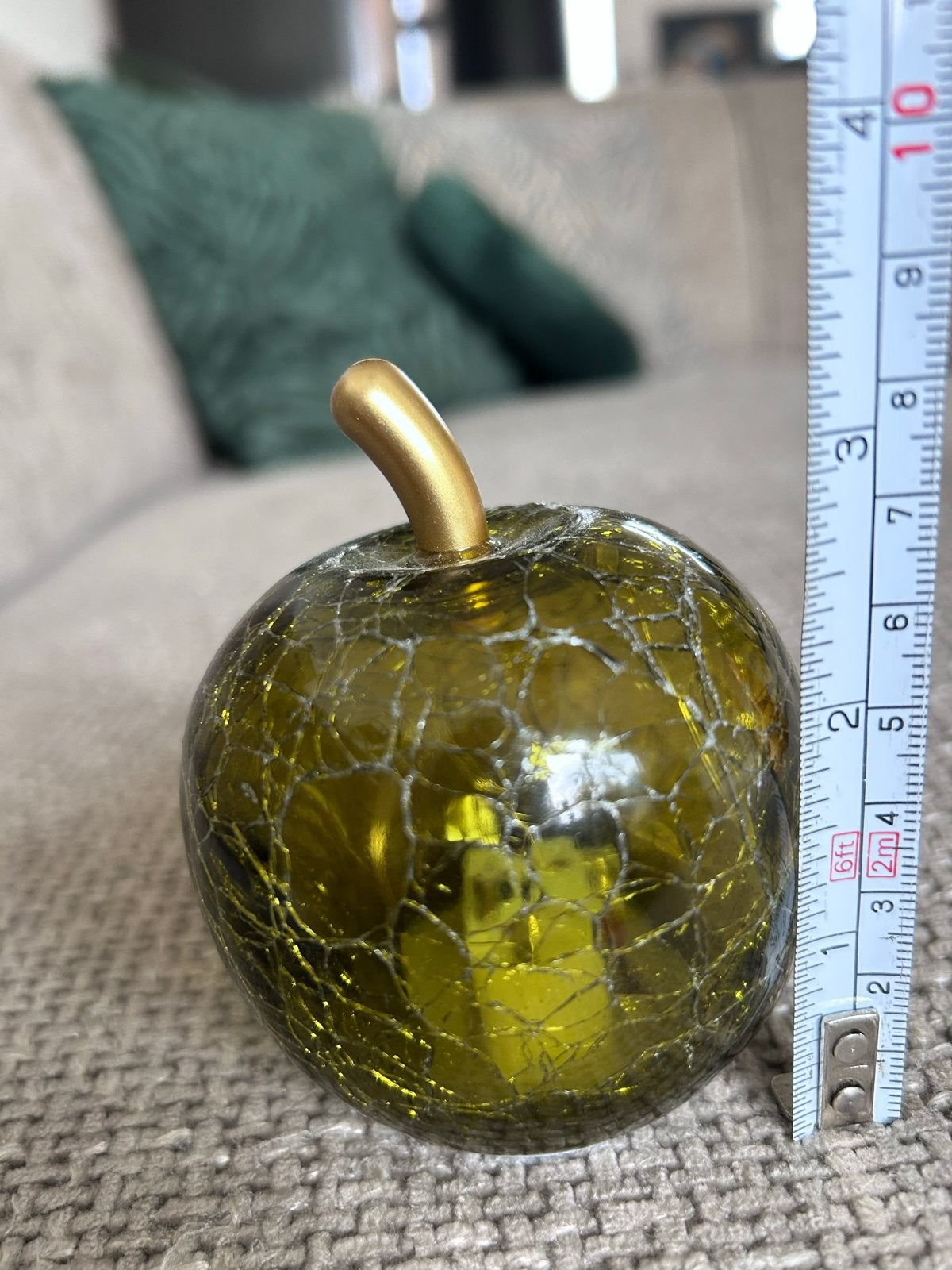 Decoratieve glas appel craquelé Gebarsten effect groen glas, Ophalen of Verzenden