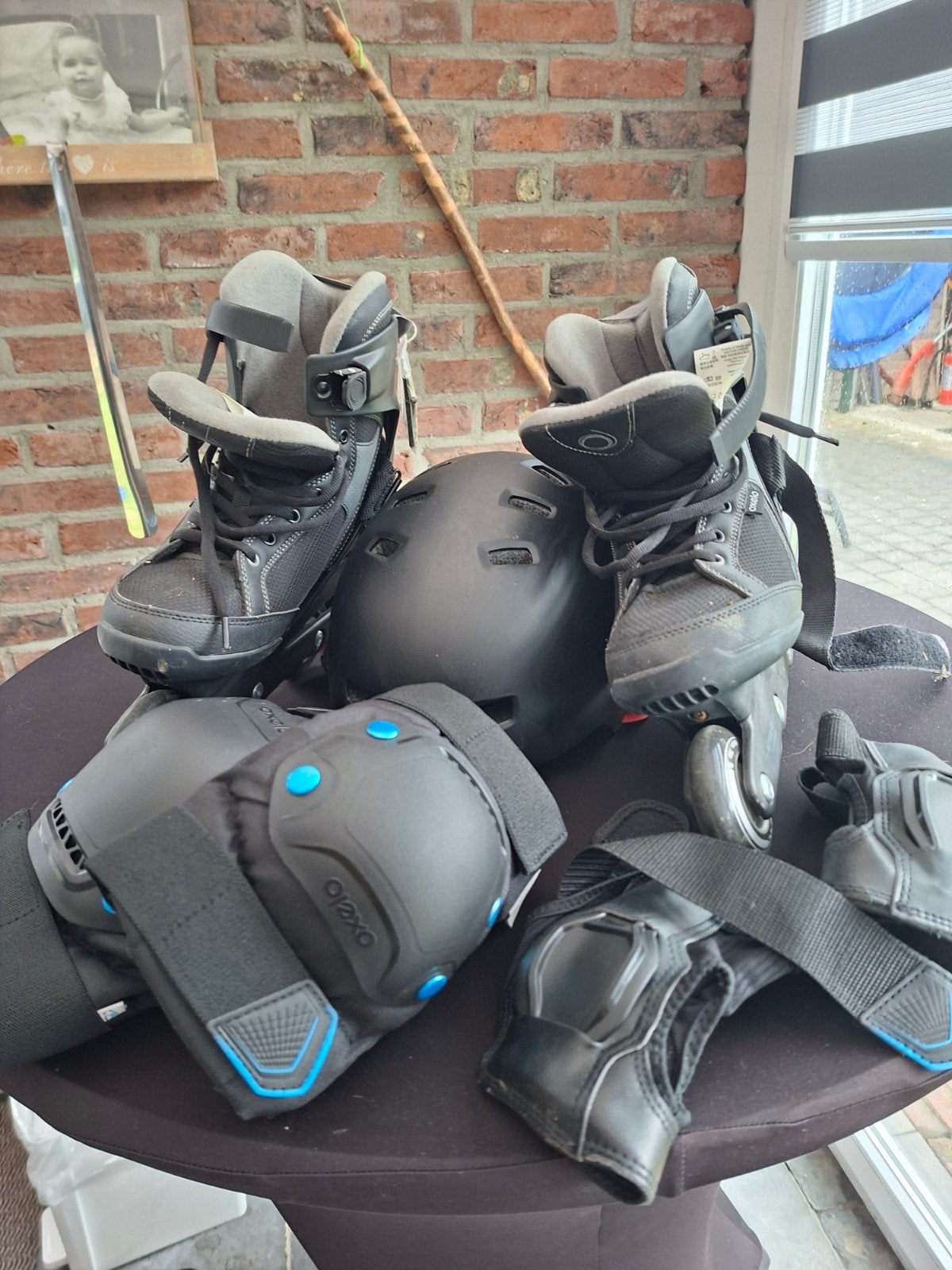 Inline skates Oxelo Active Fit 3 met bescherming en helm, Gebruikt, Heren, Inline skates 4 wielen, Ophalen