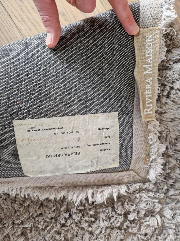 Riviera Maison vloerkleed, lichtgrijs, 290cmX200cm, Ophalen, Zo goed als nieuw