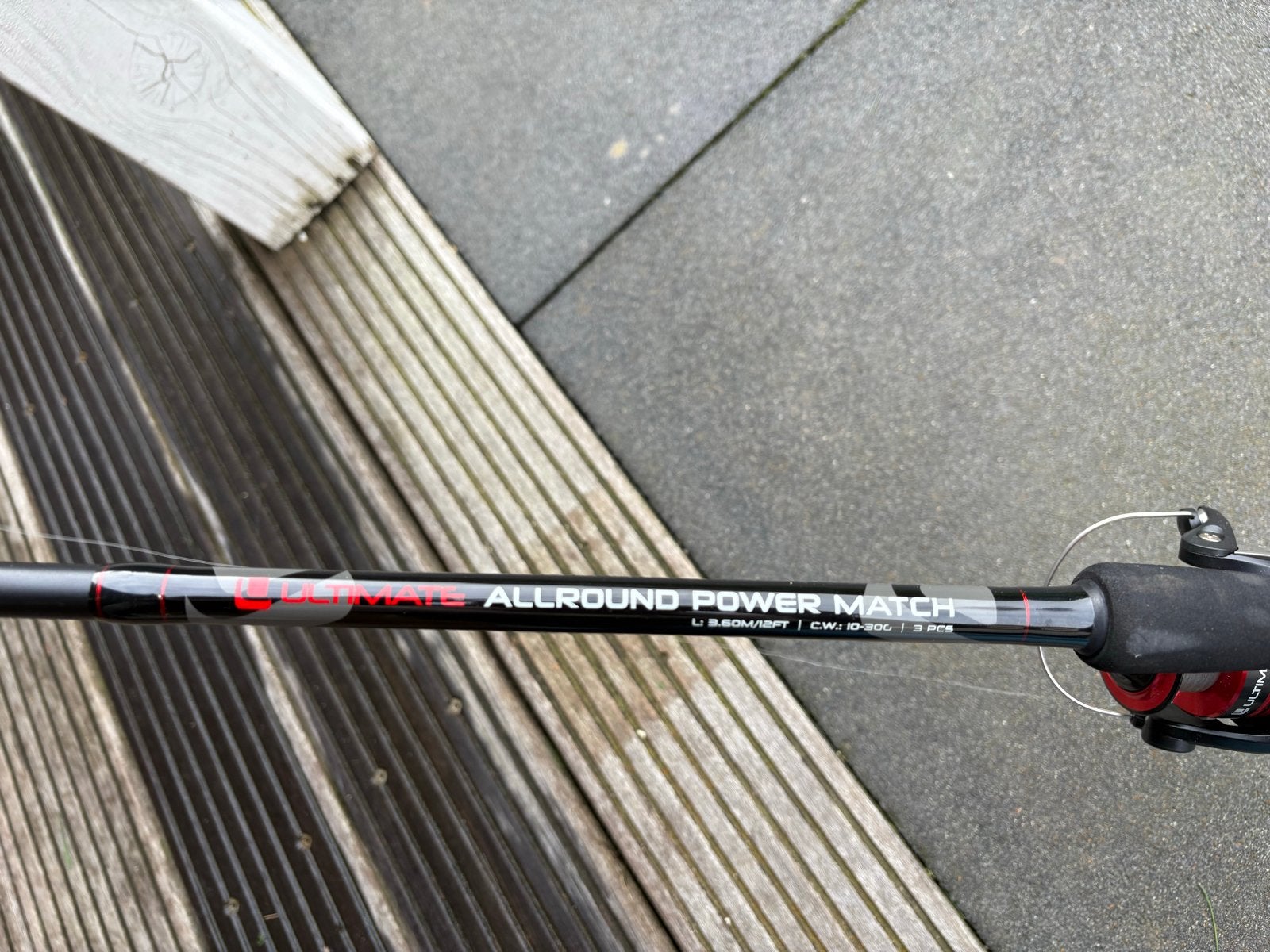 Ultimate Allround Power Match Werphengel 3.6m met molen, Watersport en Boten, Ophalen of Verzenden, Zo goed als nieuw, Complete hengel