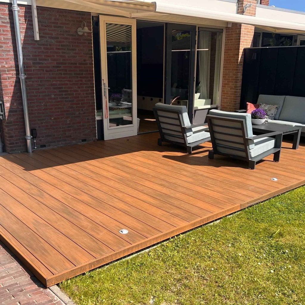 OP=OP Composiet vlonderplank massief - Bruin/Teak - Per stuk