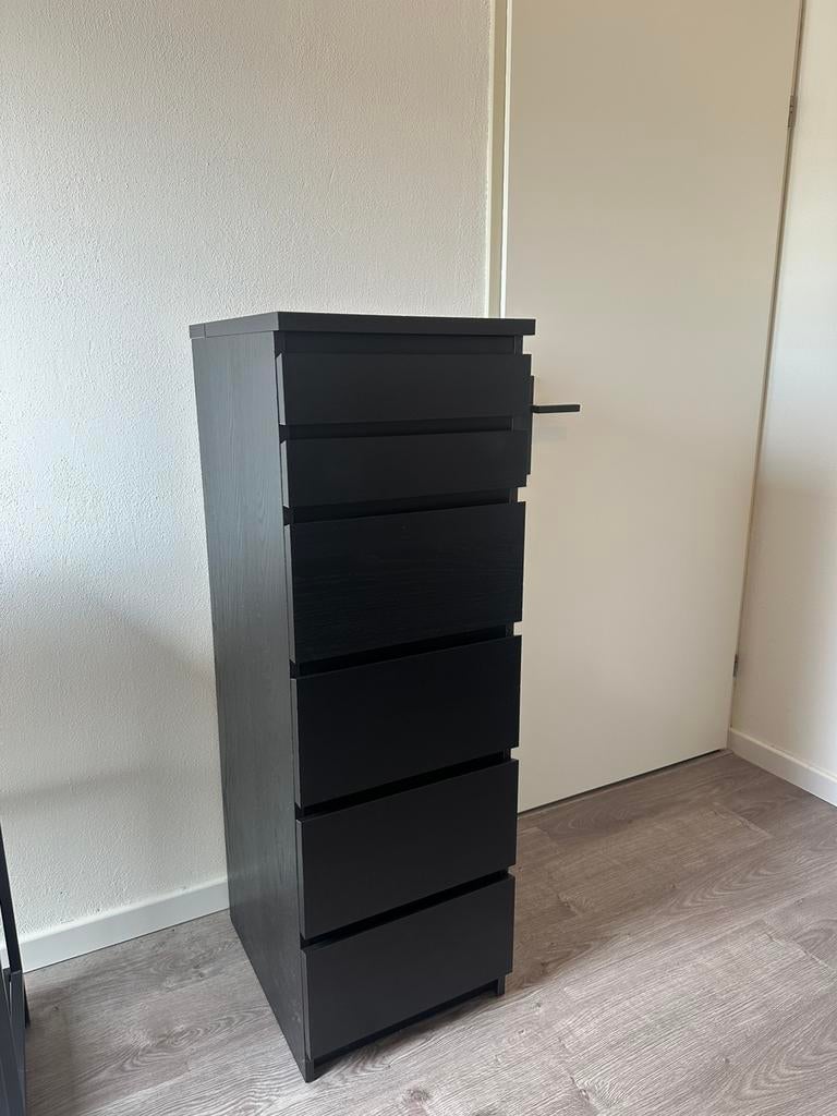 Ladekast zwartbruin met spiegelglas, Ophalen, Gebruikt, 5 laden of meer, 50 tot 100 cm