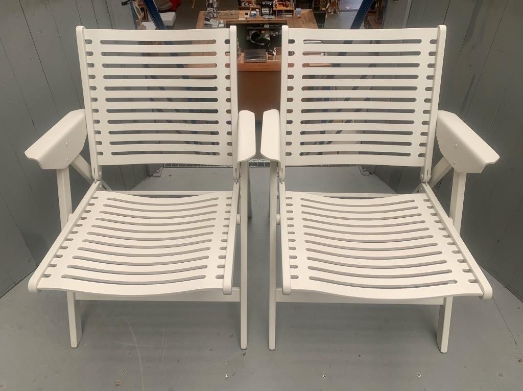 Witte design klapstoelen Niko Kralj door Stol - vintage, Huis en Inrichting, Stoelen, Ophalen, Stol, Gebruikt, Twee