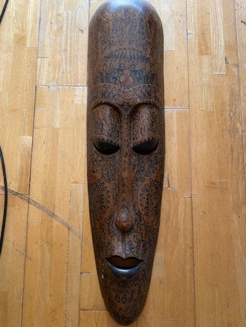 houten masker afrikaans masker kunst, Bruin, Afrika, Masker, 100 cm