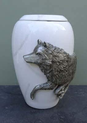 nieuwe crematie urn met tinnen Wolf, Ophalen, Nieuw