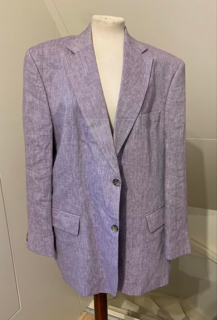 Jas blazer kolbert heren linnen lila 42 44 /  blauw zwart, Ophalen of Verzenden, Gedragen, Maat 38/40 (M), Zwart
