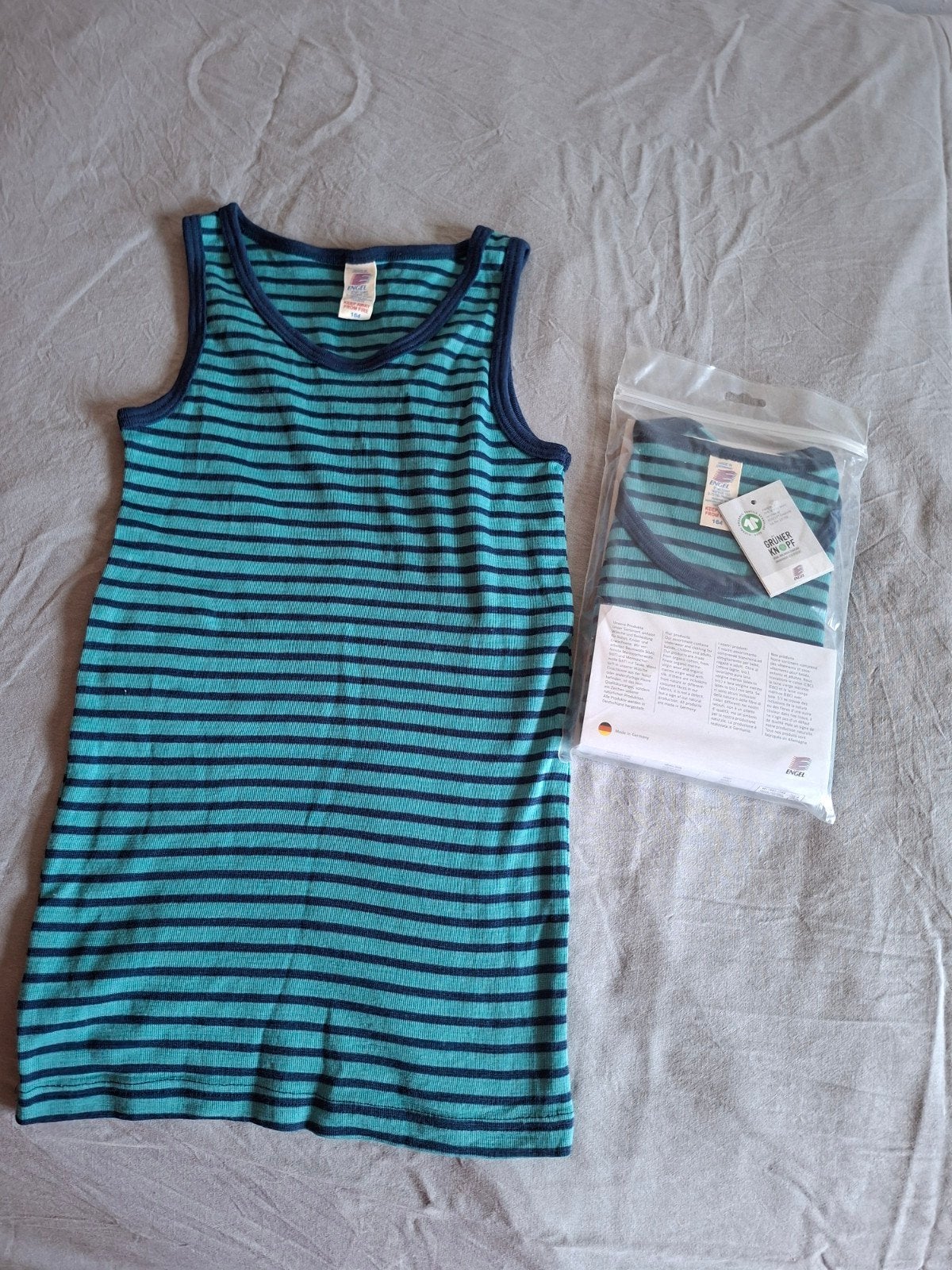 2 x Engel Kinder Hemd Wol Zijde Gestreept, maat 164, Nacht- of Onderkleding, Jongen of Meisje, Engel, Nieuw