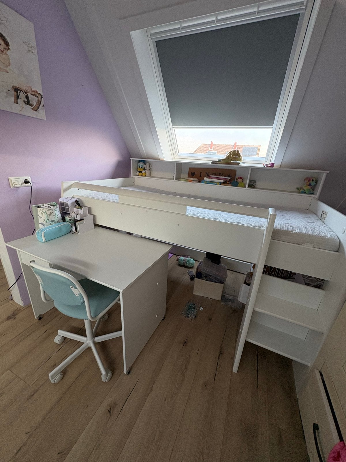 Mooie hoogslaper met bureau, zo goed als nieuw, Ophalen, Eenpersoons, Minder dan 160 cm, Zo goed als nieuw