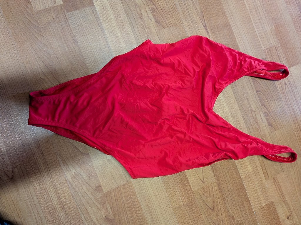 nieuw badpak met kaartjes maat l, Ophalen of Verzenden, Nieuw, Rood, Badpak