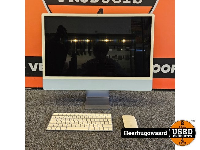 iMac 24 Inch 2021 Blauw - M1 8GB RAM 512GB SSD - Compleet, Computers en Software, Apple Desktops, Apple, Zo goed als nieuw, Support@apple.com
